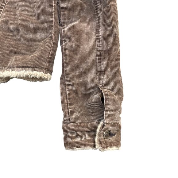 Arizona Jeans Co Corduroy Sherpa Trucker Jacket Wm Sz S Brown 90s Grunge Western - Picture 9 of 14